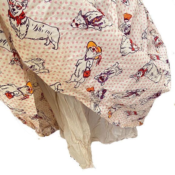 Modcloth Corgi dog dress, cotton sleeveless, fit & flare, lined. S Adorable! - Picture 6 of 7